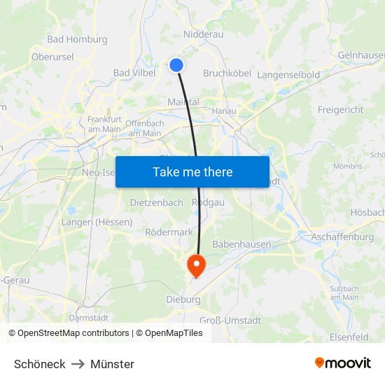 Schöneck to Münster map