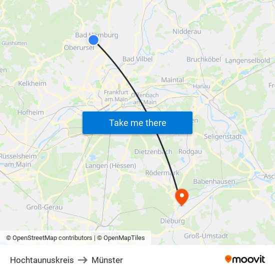 Hochtaunuskreis to Münster map