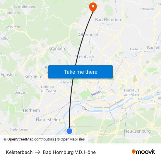 Kelsterbach to Bad Homburg V.D. Höhe map