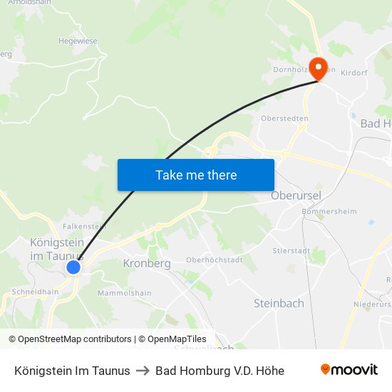 Königstein Im Taunus to Bad Homburg V.D. Höhe map