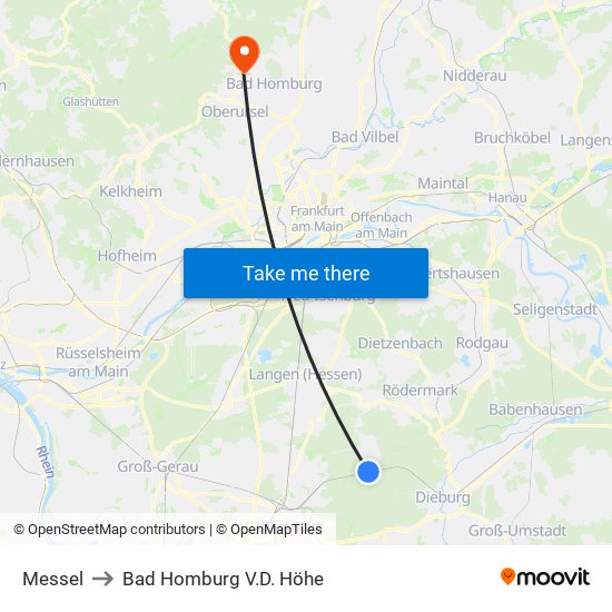 Messel to Bad Homburg V.D. Höhe map