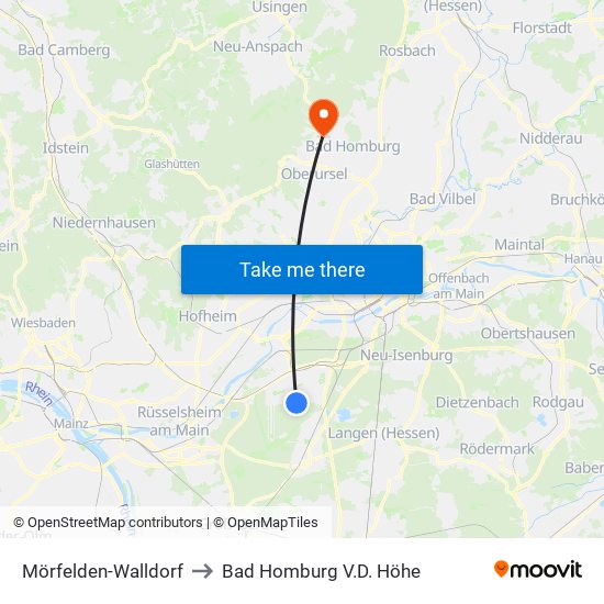 Mörfelden-Walldorf to Bad Homburg V.D. Höhe map