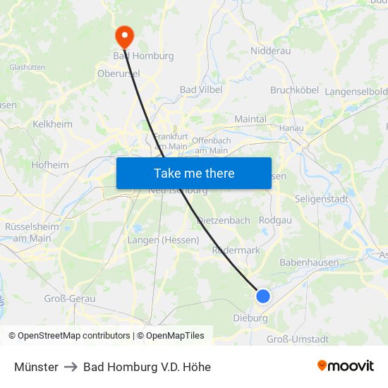 Münster to Bad Homburg V.D. Höhe map