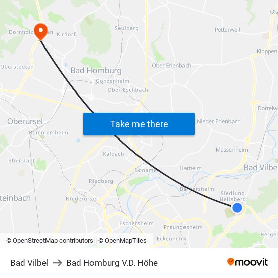 Bad Vilbel to Bad Homburg V.D. Höhe map