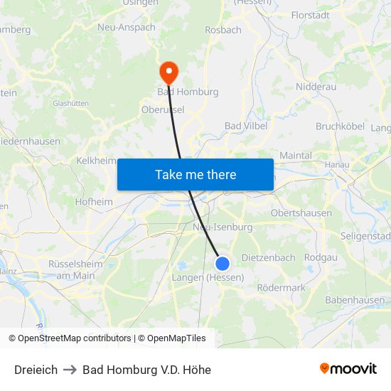 Dreieich to Bad Homburg V.D. Höhe map