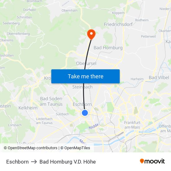Eschborn to Bad Homburg V.D. Höhe map
