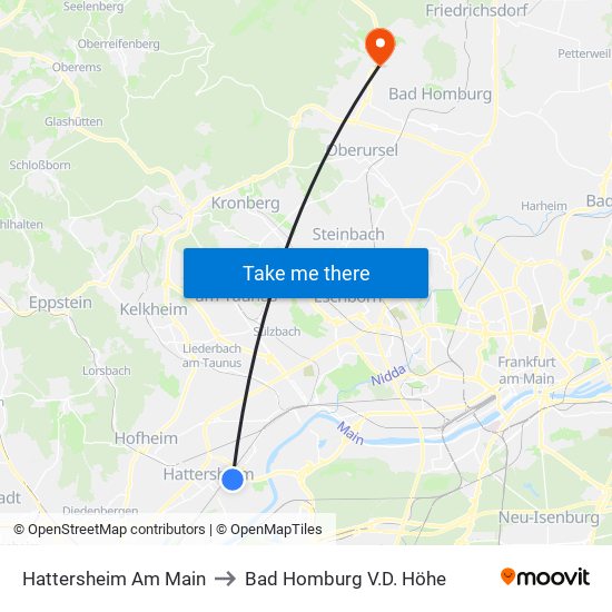 Hattersheim Am Main to Bad Homburg V.D. Höhe map