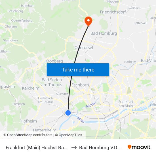 Frankfurt (Main) Höchst Bahnhof to Bad Homburg V.D. Höhe map