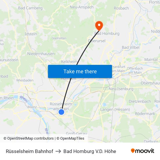 Rüsselsheim Bahnhof to Bad Homburg V.D. Höhe map