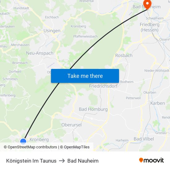 Königstein Im Taunus to Bad Nauheim map