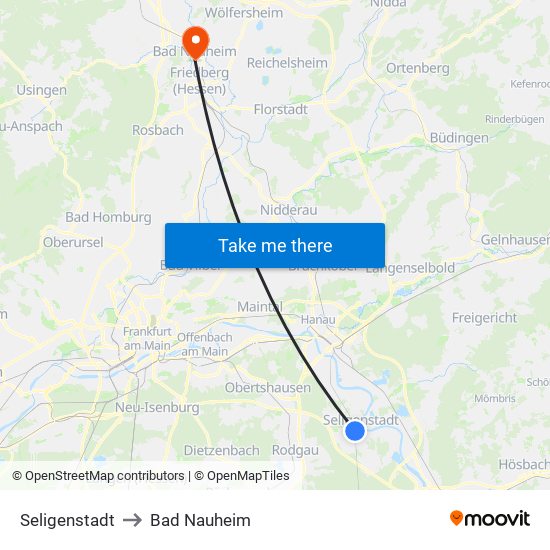 Seligenstadt to Bad Nauheim map