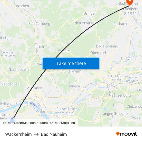 Wackernheim to Bad Nauheim map