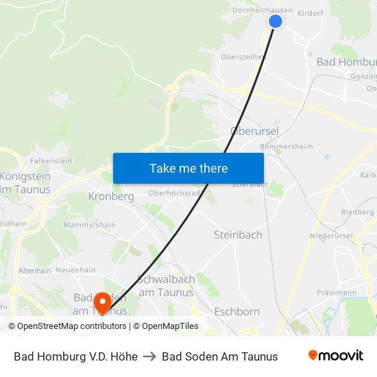 Bad Homburg V.D. Höhe to Bad Soden Am Taunus map