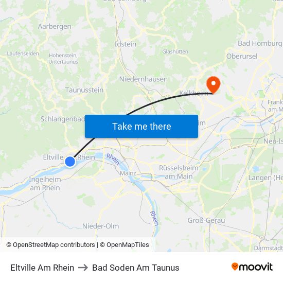 Eltville Am Rhein to Bad Soden Am Taunus map