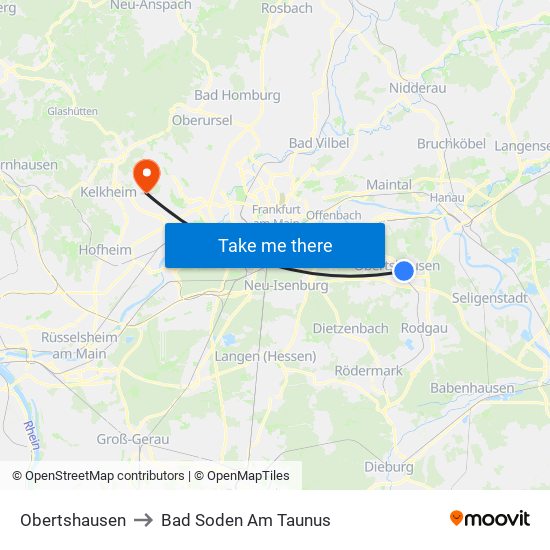 Obertshausen to Bad Soden Am Taunus map