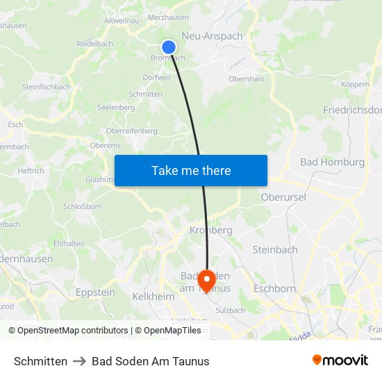 Schmitten to Bad Soden Am Taunus map