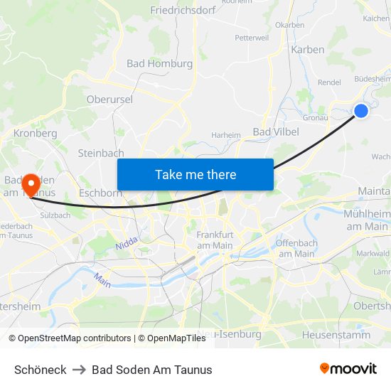 Schöneck to Bad Soden Am Taunus map