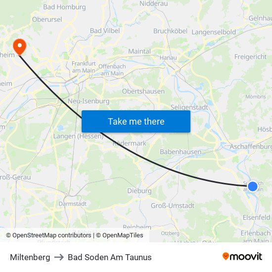 Miltenberg to Bad Soden Am Taunus map