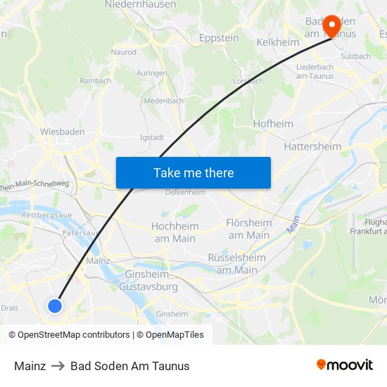 Mainz to Bad Soden Am Taunus map