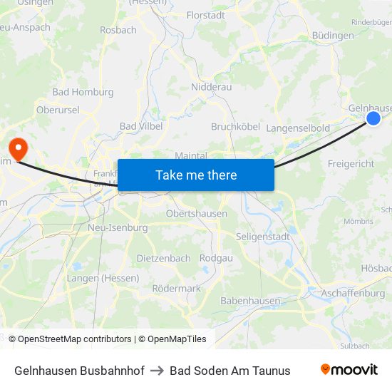 Gelnhausen Busbahnhof to Bad Soden Am Taunus map