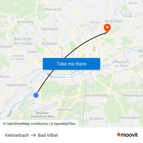 Kelsterbach to Bad Vilbel map