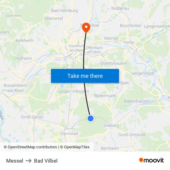 Messel to Bad Vilbel map