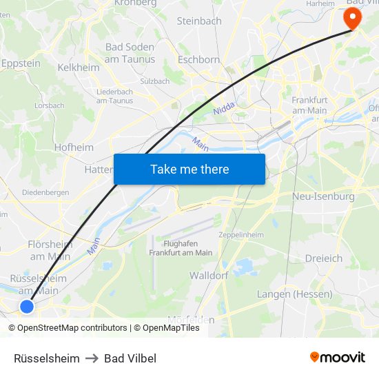 Rüsselsheim to Bad Vilbel map