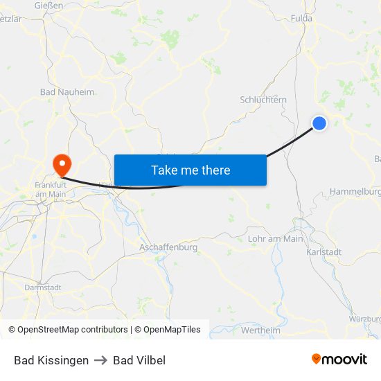 Bad Kissingen to Bad Vilbel map