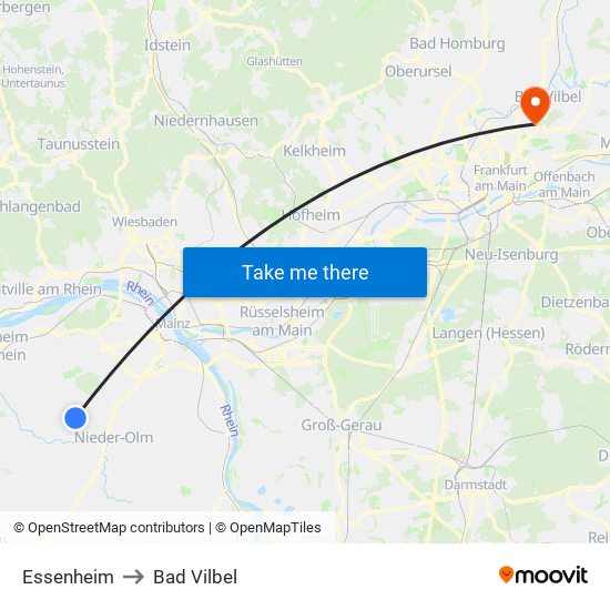 Essenheim to Bad Vilbel map