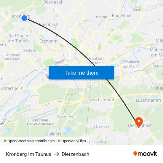 Kronberg Im Taunus to Dietzenbach map