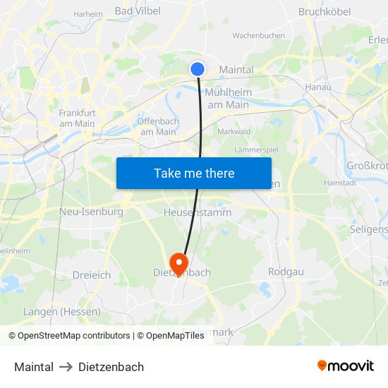 Maintal to Dietzenbach map