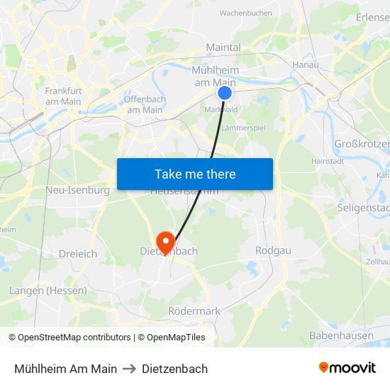 Mühlheim Am Main to Dietzenbach map