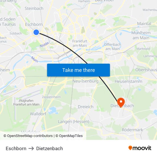 Eschborn to Dietzenbach map