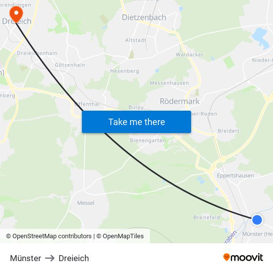 Münster to Dreieich map