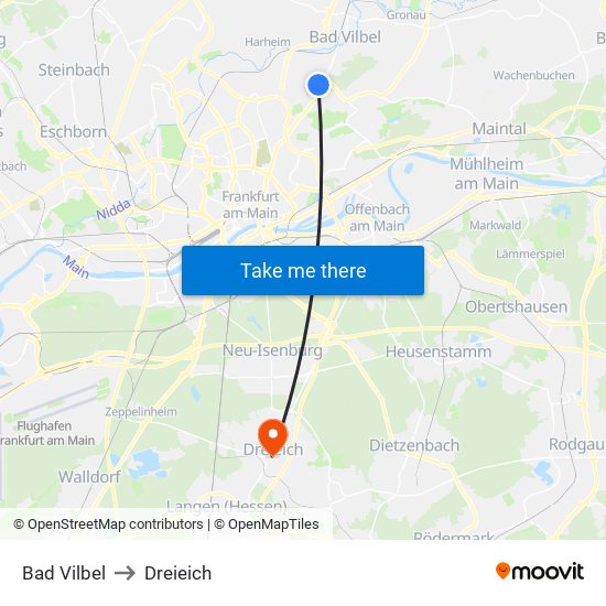 Bad Vilbel to Dreieich map