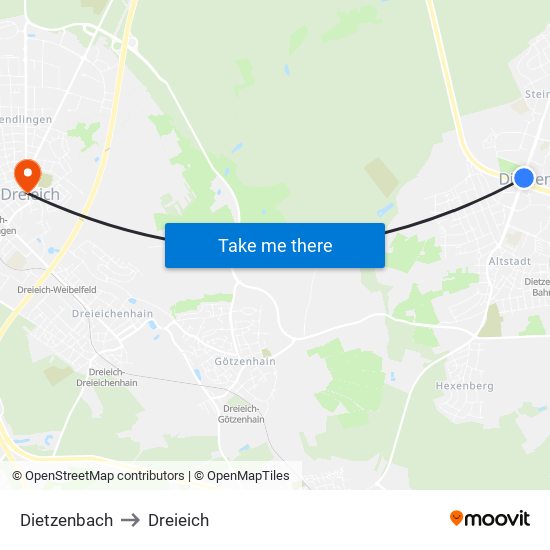 Dietzenbach to Dreieich map