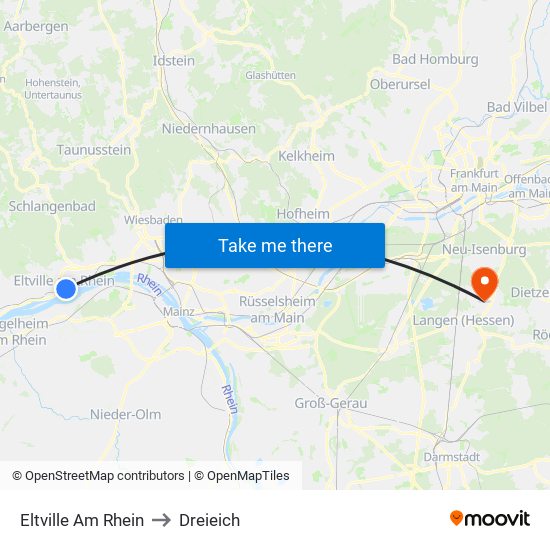 Eltville Am Rhein to Dreieich map