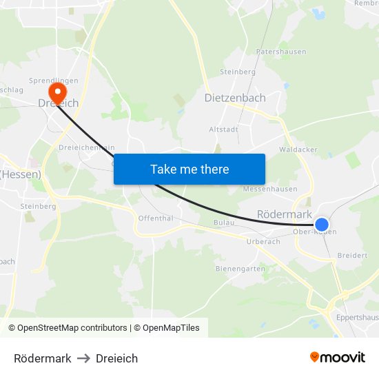 Rödermark to Dreieich map