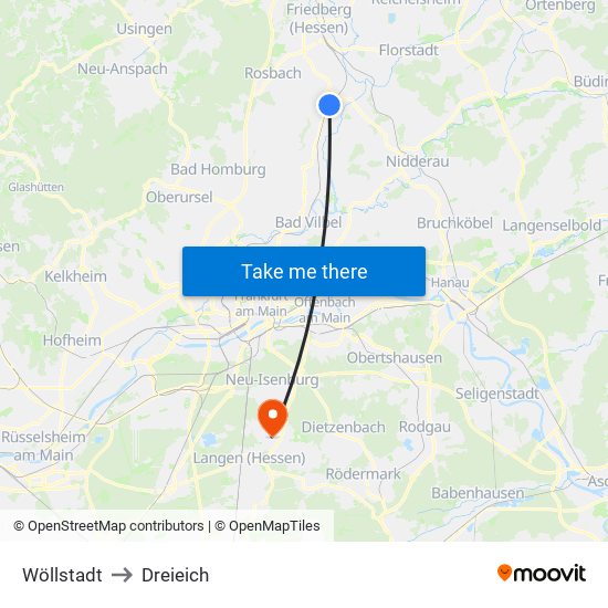 Wöllstadt to Dreieich map