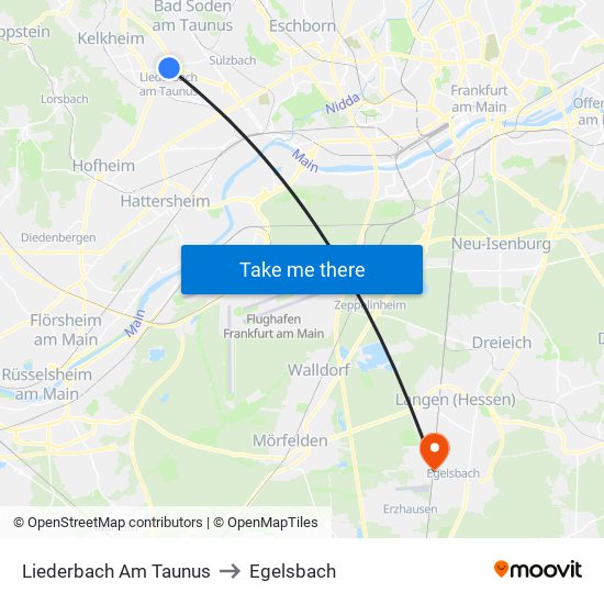 Liederbach Am Taunus to Egelsbach map