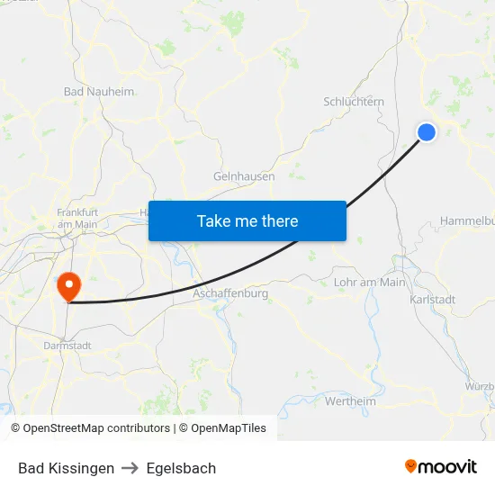 Bad Kissingen to Egelsbach map