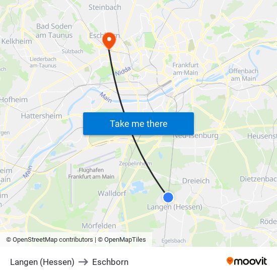 Langen (Hessen) to Eschborn map