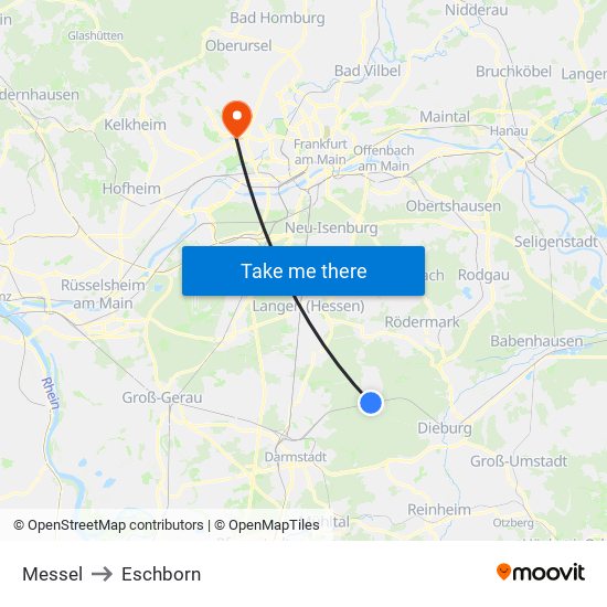 Messel to Eschborn map