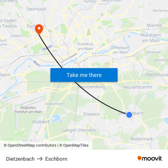 Dietzenbach to Eschborn map