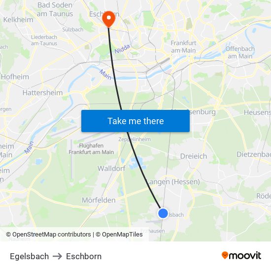 Egelsbach to Eschborn map