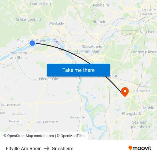 Eltville Am Rhein to Griesheim map