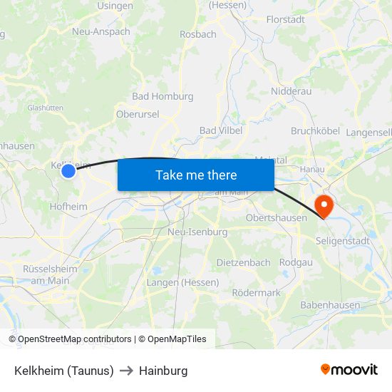 Kelkheim (Taunus) to Hainburg map