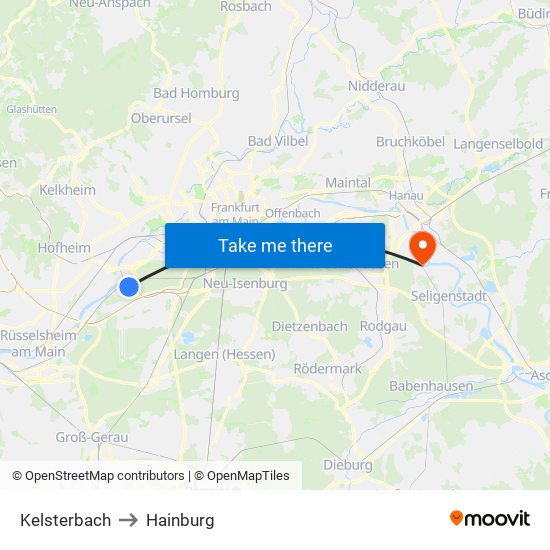 Kelsterbach to Hainburg map