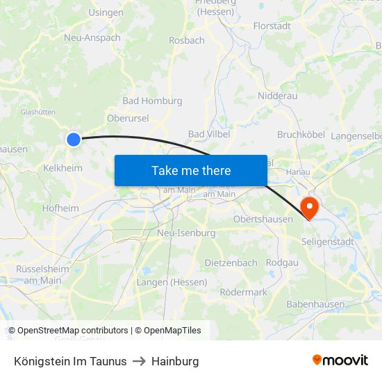 Königstein Im Taunus to Hainburg map