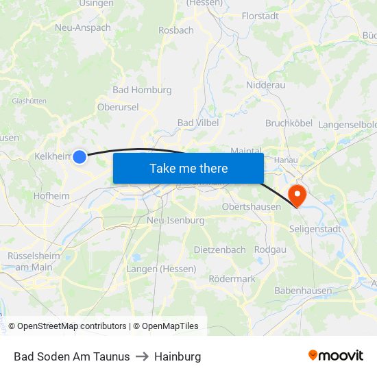 Bad Soden Am Taunus to Hainburg map